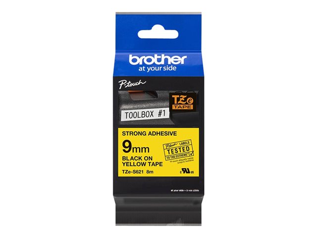 elara BRO 9MM BLACK ON YELLOW TAPE ADHESIV