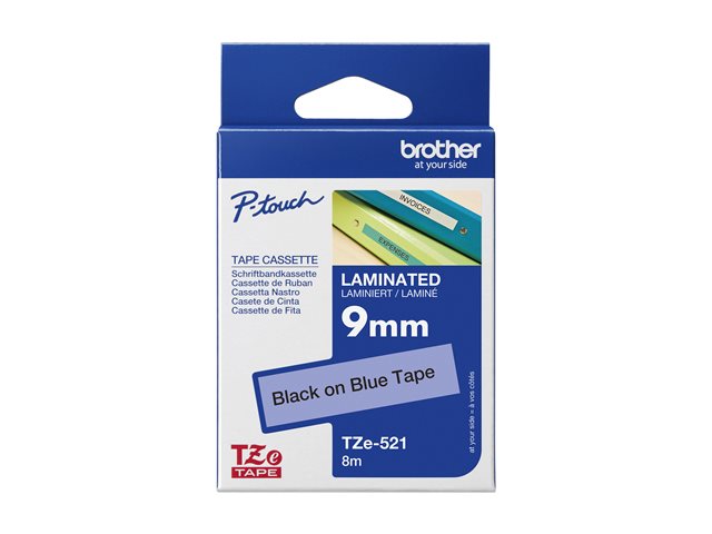 elara BRO 9MM GLOSS TZ BLACK ON BLUE TAPE