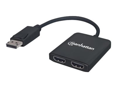 elara Manhattan DisplayPort 1.2 to 2-Port HDMI Splitter Hub with MST 4K 30Hz USB-A Powered Video Wall Function HDCP 2.2 Black Three Year Warranty Bli