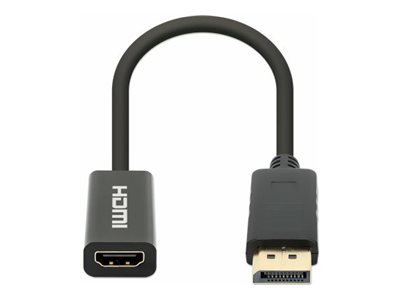Elara Manhattan DisplayPort 1.2 To HDMI Active Adapter 4K 60Hz 15cm Male To Female DP With Latch Black Not Bi-Directional Three Year Warranty Polyba