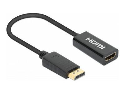 Elara Manhattan DisplayPort 1.2 To HDMI Active Adapter 4K 60Hz 15cm Male To Female DP With Latch Black Not Bi-Directional Three Year Warranty Polyba