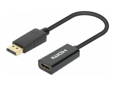 elara Manhattan DisplayPort 1.2 to HDMI Active Adapter 4K 60Hz 15cm Male to Female DP With Latch Black Not Bi-Directional Three Year Warranty Polyba