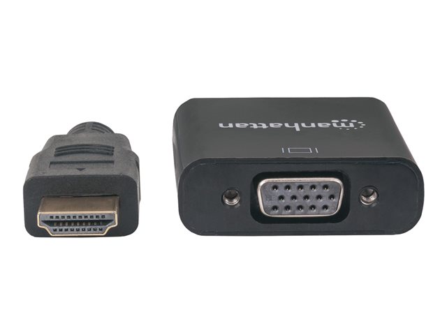 elara Manhattan HDMI to VGA Converter cable 1080p 30cm Male to Female Micro-USB Power Input Port for additional power if needed Black Three Year Warra