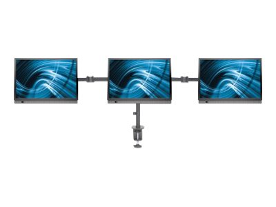 elara Manhattan TV & Monitor Mount Desk Double-Link Arms 3 screens Screen Sizes: 10-27" Black Clamp Assembly Triple Screen VESA 75x75 to 100x100mm