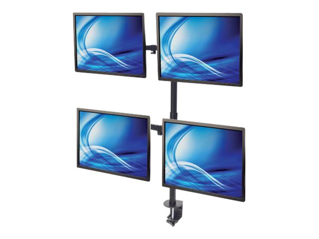 elara Manhattan TV & Monitor Mount Desk Double-Link Arms 4 screens Screen Sizes: 10-27" Black Stand or Clamp Assembly Quad Screens VESA 75x75 to 100