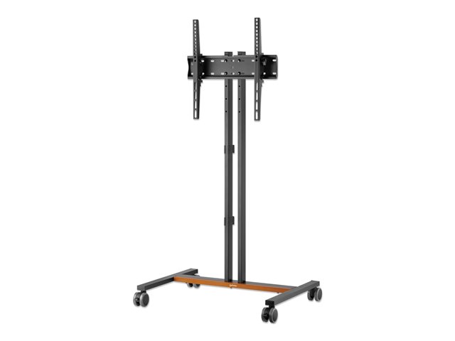 elara Manhattan TV & Monitor Mount Trolley Stand (Compact) 1 screen Screen Sizes: 34-55" Silver VESA 200x200 to 400x400mm Max 35kg Height-adjustable