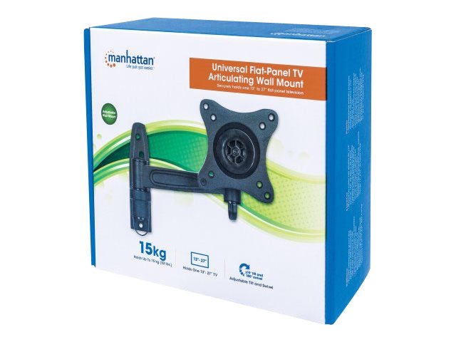 Elara Manhattan TV & Monitor Mount Wall Tilt And Swivel 1 Screen Screen Sizes: 13-27" Black VESA 75x75 To 100x100mm Max 15kg Swivel With 2 Pivots L