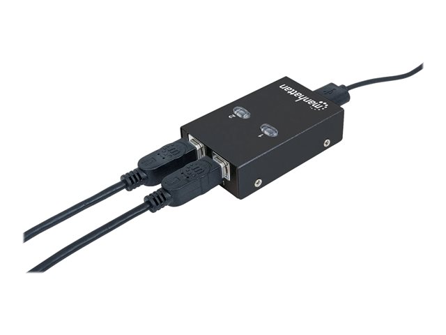 elara Manhattan USB-A Automatic Sharing Switch 2x USB-B Ports 480 Mbps (USB 2.0) Dual Control (Auto-Sensing or Manual) Bus Powered Hi-Speed USB inc 1x