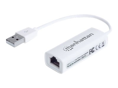 elara Manhattan USB-A Fast Ethernet Adapter 10/100 Mbps Network 480 Mbps (USB 2.0) Hi-Speed USB RJ45 White Three Year Warranty Blister