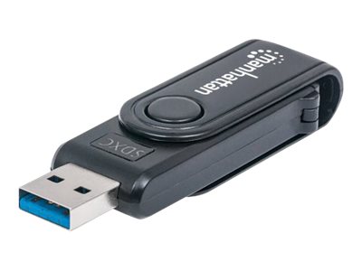 elara Manhattan USB-A Mini Multi-Card Reader/Writer 5 Gbps (USB 3.2 Gen1 aka USB 3.0) 24-in-1 SuperSpeed USB Windows or Mac Black Three Year Warranty