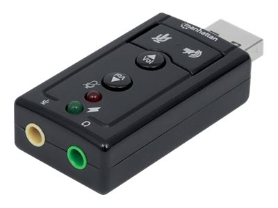 elara Manhattan USB-A Sound Adapter USB-A to 3.5mm Mic-in and Audio-Out ports 480 Mbps (USB 2.0) 7.1-Channel Virtual 3D Surround Sound Internal Amplifie