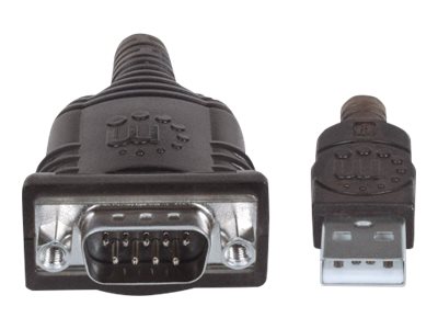 elara Manhattan USB-A to Serial Converter cable 1.8m Male to Male Serial/RS232/COM/DB9 Prolific PL-2303RA Chip Black/Silver cable Three Years Warranty