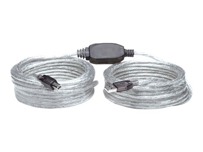 Elara Manhattan USB-A To USB-B Cable 11m Male To Male Active 480 Mbps (USB 2.0) Built In Repeater Hi-Speed USB Translucent Silver Three Year Warrant
