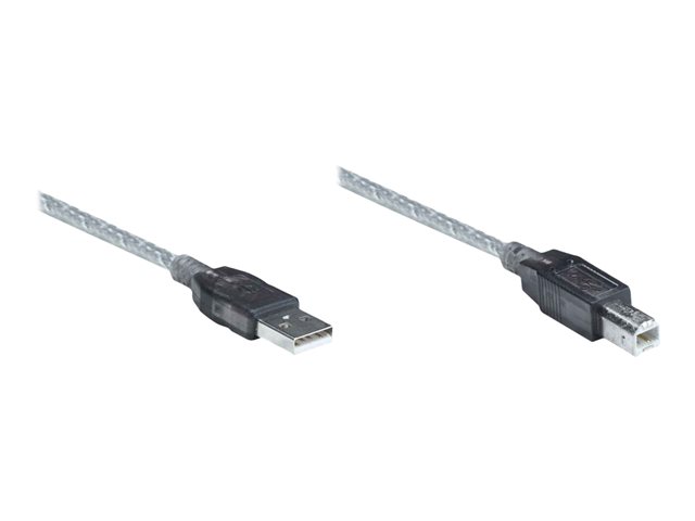 Elara Manhattan USB-A To USB-B Cable 11m Male To Male Active 480 Mbps (USB 2.0) Built In Repeater Hi-Speed USB Translucent Silver Three Year Warrant