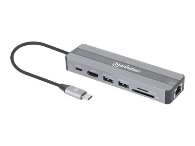 elara Manhattan USB-C Dock/Hub with Card Reader Ports (x5): Ethernet HDMI USB-A (x2) and USB-C With Power Delivery (87W) to USB-C Port (Note add USB-C w