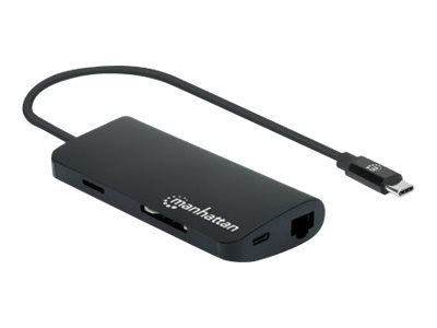 elara Manhattan USB-C Dock/Hub with Card Reader Ports (x5): Ethernet USB-A (3) and USB-C 5 Gbps (USB 3.2 Gen1 aka USB 3.0) With Power Delivery (100W) to
