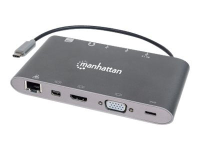 elara Manhattan USB-C Dock/Hub with Card Reader Ports (x8): USB-C to HDMI Audio 3.5mm Ethernet Mini DisplayPort USB-A (x3) and USB-C With Power Delive