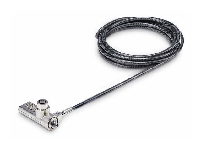 Elara StarTech.com 10-Pack Dual-Access Laptop Lock 6.5ft (2m) Keyed Alike And Combination Security Cable Lock For K-Slot Devices Computer Anti-Theft Steel