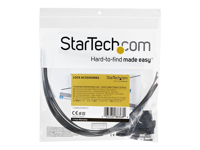 Elara StarTech.com 10-Pack Security Cable Tethers For Adapters & Dongles Universal Cable Adapter Tether Tether Cables Adjustable Length Anti-Theft Cable