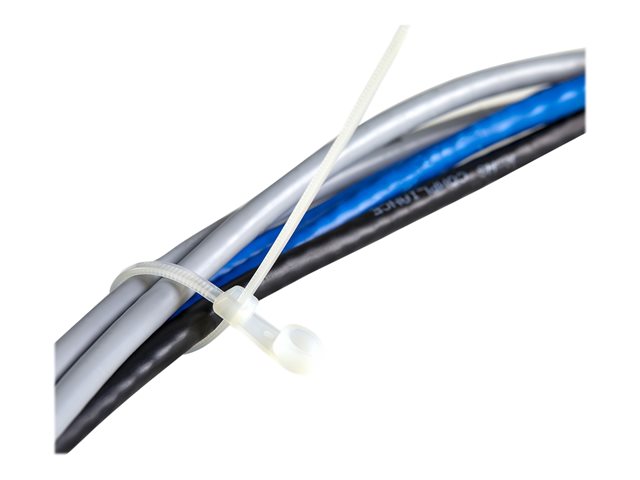 Elara StarTech.com 10cm(4") Cable Ties With Mounting Hole 2mm(1/16") Wide 24mm(7/8") Bundle Dia. 8kg(18lb) Tensile Strength Nylon 66 Self Locking Ties Wi
