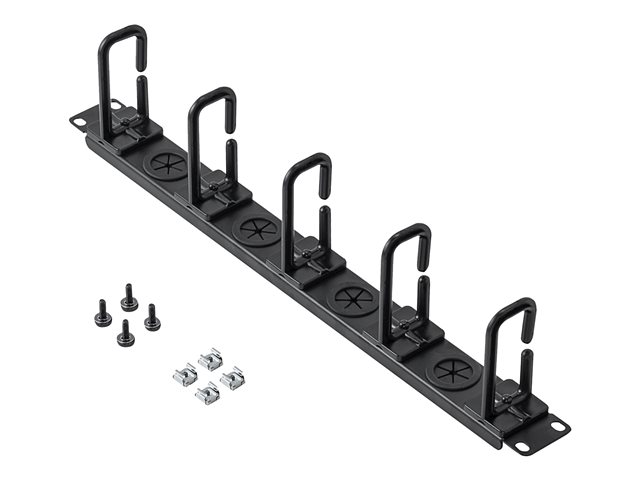 Elara StarTech.com 1U 19" Cable Management Organizer D Ring Hook Network/Server Rack Cord Manager Data Center Horizontal Wire Panel With Passthrough Holes