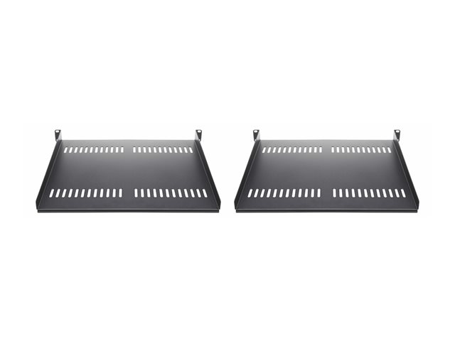 Elara StarTech.com 2-Pack 1U Server Rack Shelf Vented 44lb Capacity 16" Deep (CABSHELF116V2PK)