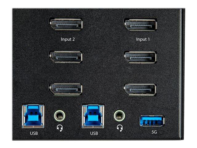 Elara StarTech.com 2 Port Triple Monitor DisplayPort KVM Switch 4K 60Hz UHD HDR Desktop 4K DP 1.2 KVM With 2 Port USB 3.0 Hub (5Gbps) & 4x USB 2.0 HID Por
