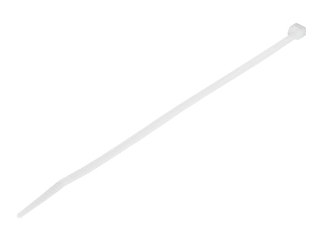 elara StarTech.com 20cm(8") Cable Ties 4mm(1/8") wide 55mm(2-1/8") Bundle Diameter 22kg(50lb) Tensile Strength Nylon Self Locking Zip Ties w/ Curved Tip