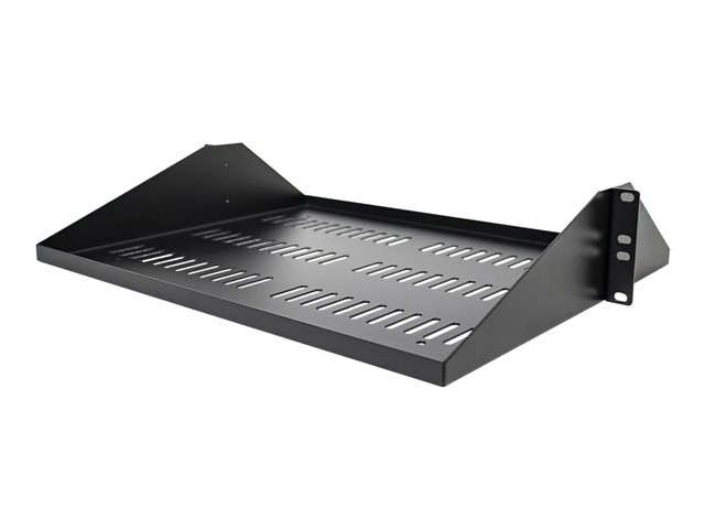 elara StarTech.com 2U Vented Server Rack Shelf Center Mount 14in Deep Fixed Cantilever Tray Rackmount Shelf for 19" AV/Data/Network Equipment w/ Cage Nuts