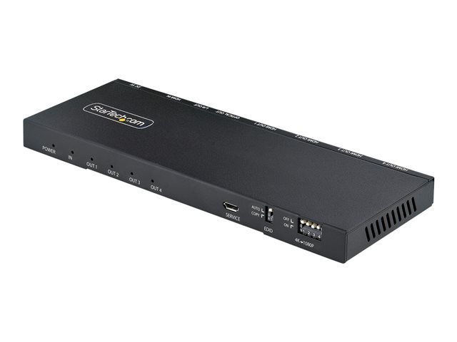 Elara StarTech.com 4-Port HDMI Splitter 4K 60Hz HDMI 2.0 Video 1 In 4 Out HDMI Splitter 4K HDMI Splitter W/Built-in Scaler 3.5mm/Optical Audio Port Dur