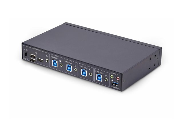 Elara StarTech.com 4-Port KM Switch With Mouse Roaming USB Switch For Keyboard/Mouse 3.5mm And USB Audio Peripheral Sharing For 4 Computers USB 3.0 Swit