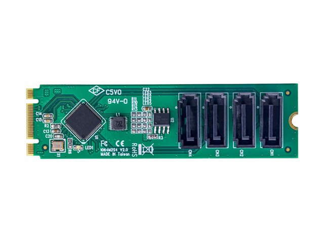 elara StarTech.com 4-Port M.2 to SATA Adapter Card M.2 PCIe 3.0 to SATA HDD/SSD Expansion Card ASM1064 Chipset M.2 NVMe to 4x HDD/SSD for Windows/macOS/L
