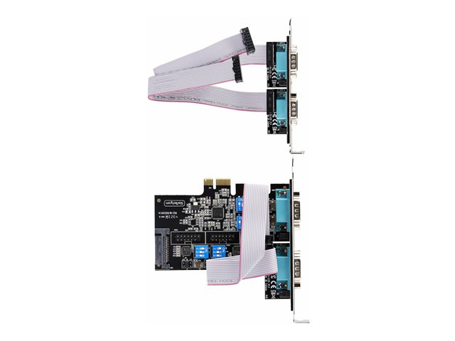 elara StarTech.com 4-Port Serial PCIe Card Quad-Port PCI Express to RS232/RS422/RS485 (DB9) Serial Card Low-Profile Bracket Incl. 16C1050 UART TAA-Compl