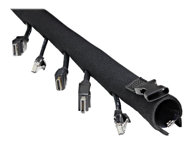 Elara StarTech.com 40" (1m) Neoprene Cable Management Sleeve With Zipper & Buckle 1.2" (3cm) Diameter Computer/PC Power/Network/AV Cord Cover/Manager Fle