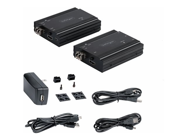 elara StarTech.com 4K HDMI KVM Extender over Fiber HDMI Video & USB over Fiber up to 984ft/300m (MultiMode) 10G MMF SFP+ modules Remote KVM Switch/Conso