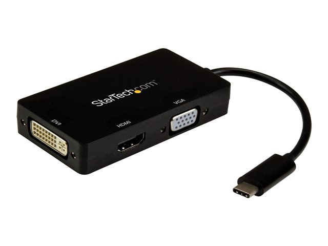Elara StarTech.com 4K USB C To HDMI VGA & DVI Multi Port Video Display Adapter For Mac / Windows Laptop & Monitor (CDPVGDVHDBP)