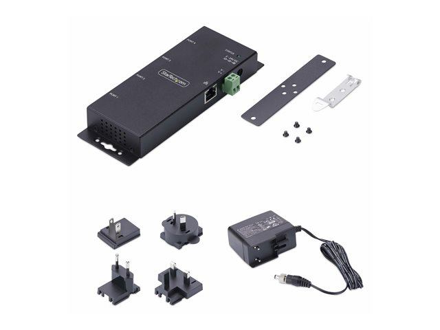 elara StarTech.com 4P Serial to Ethernet Adapter IP LAN to RS232 DB9 Converter
