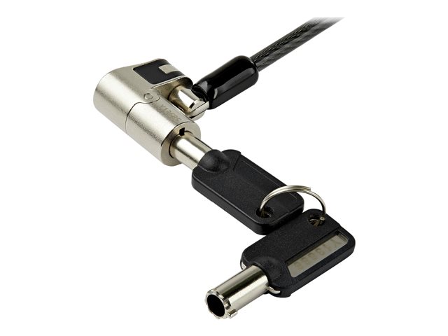 Elara StarTech.com 6.5' (2m) 3-in-1 Universal Laptop Cable Lock Keyed Laptop/Desktop Security Cable Lock Compatible W/ K-Slot Nano & Wedge Slot Computer