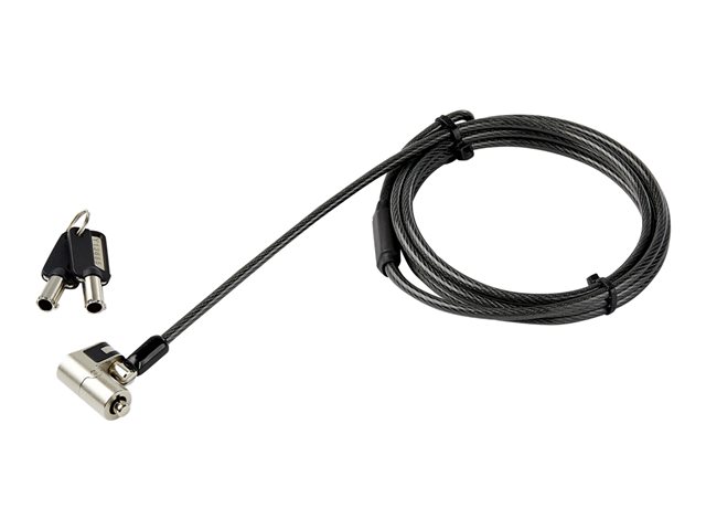 elara StarTech.com 6.5' (2m) 3-in-1 Universal Laptop Cable Lock Keyed Laptop/Desktop Security Cable Lock Compatible w/ K-Slot Nano & Wedge Slot Computer