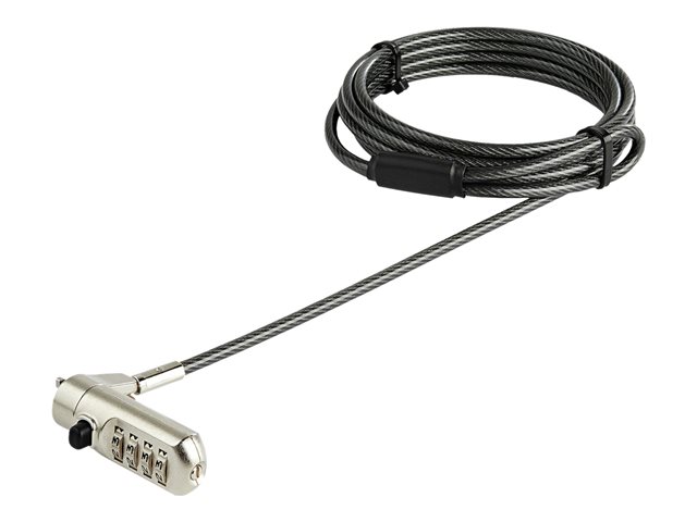 elara StarTech.com 6.5' (2m) Laptop Cable Lock Nano Slot Compatible 4 Digit Combination Security Cable Lock Serialized Anti-Theft Vinyl Coated Steel Cable