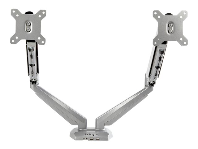Elara StarTech.com Desk Mount Dual Monitor Arm With USB & Audio Grommet/Desk Clamp VESA Mount For Up To 32 Inch Displays 2x USB 2x 3.5mm Audio Ergonomic
