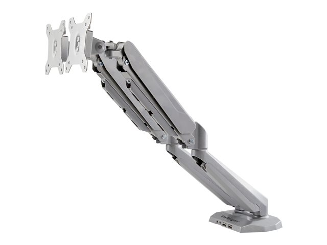 elara StarTech.com Desk Mount Dual Monitor Arm with USB & Audio Grommet/Desk Clamp VESA Mount for up to 32 inch Displays 2x USB 2x 3.5mm audio Ergonomic