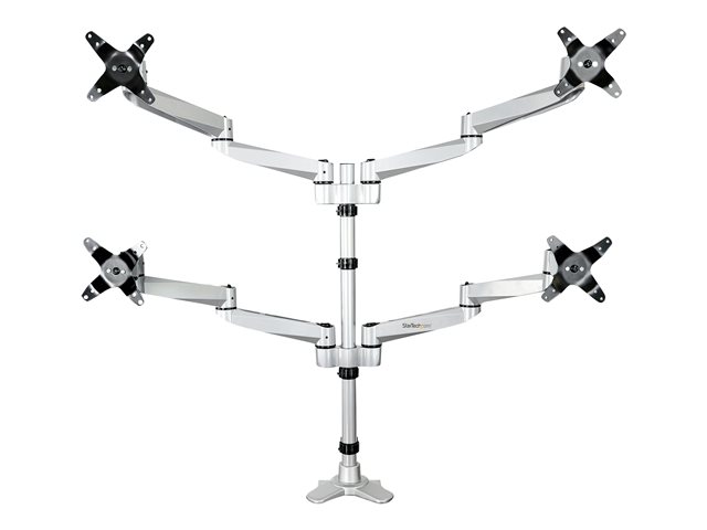 Elara StarTech.com Desk Mount Quad Monitor Arm Premium Articulating VESA 4 Monitor Mount 2x2 Up To 27" Ergonomic Height Adjustable Pole Mount Tilt/Swivel