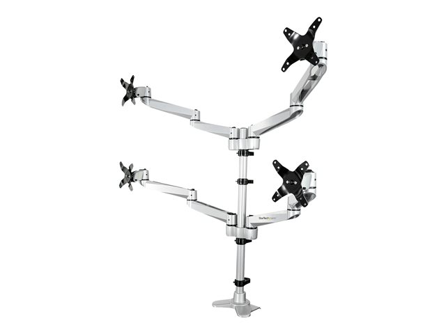 elara StarTech.com Desk Mount Quad Monitor Arm Premium Articulating VESA 4 Monitor Mount 2x2 up to 27" Ergonomic Height Adjustable Pole Mount Tilt/Swivel