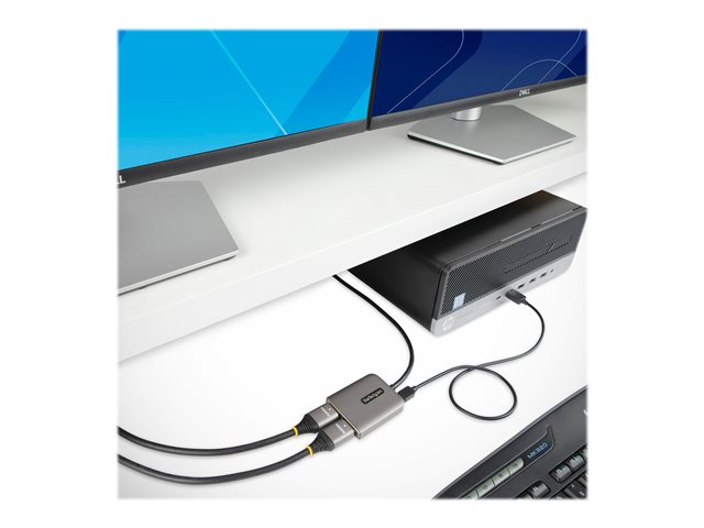 Elara StarTech.com DP To Dual HDMI MST HUB Dual HDMI 4K 60Hz DisplayPort Multi Monitor Adapter With 1ft (30cm) Cable DP 1.4 Multi Stream Transport Hub D