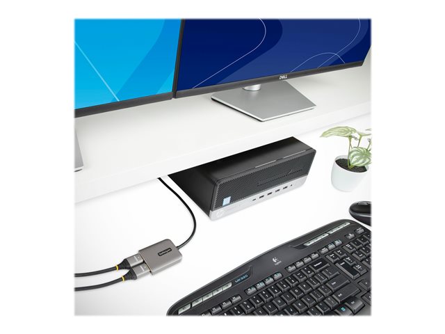 Elara StarTech.com DP To Dual HDMI MST HUB Dual HDMI 4K 60Hz DisplayPort Multi Monitor Adapter With 1ft (30cm) Cable DP 1.4 Multi Stream Transport Hub D