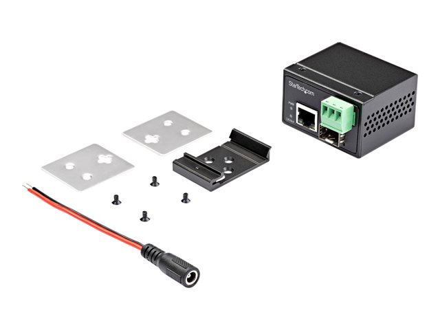 Elara StarTech.com Industrial Fiber To Ethernet Media Converter 100Mbps SFP To RJ45/Cat6 Singlemode/Multimode Optical Fiber To Copper Network 12-56V DC