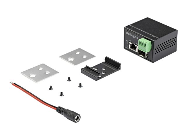 Elara StarTech.com PoE+ Industrial Fiber To Ethernet Media Converter 30W SFP To RJ45 Singlemode/Multimode Fiber Optic To Copper Gigabit Ethernet Mini/Com