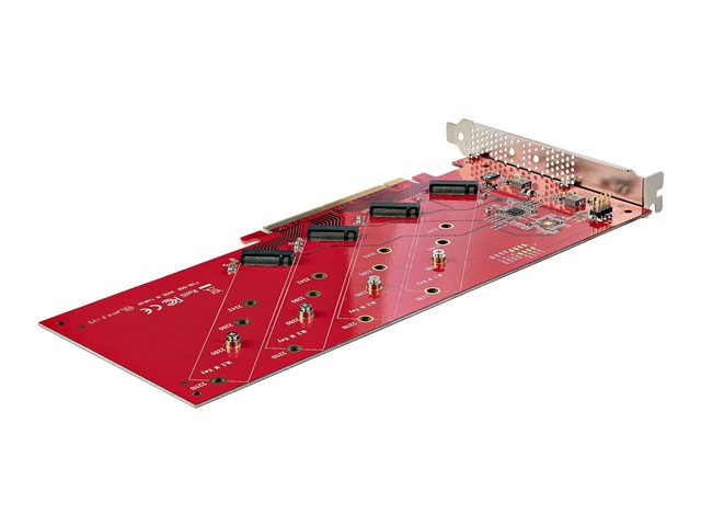 Elara StarTech.com Quad M.2 PCIe Adapter Card X16 Quad NVMe Or AHCI M.2 SSD To PCI Express 4.0 Up To 7.8GBps/Drive For 2242/2260/2280/22110mm PCIe M-Key