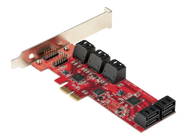 elara StarTech.com SATA PCIe Card 10 Port PCIe SATA Expansion card 6Gbps SATA Card Low/Full Profile Stacked SATA Connectors ASM1062 Non-Raid SATA Contr